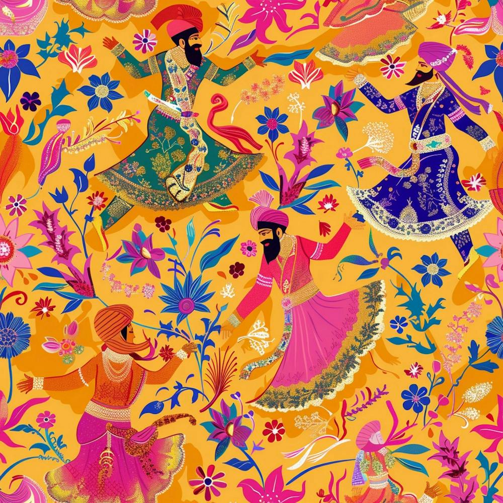 Baisakhi Banner Texture With Punjabi Dance Motif 6