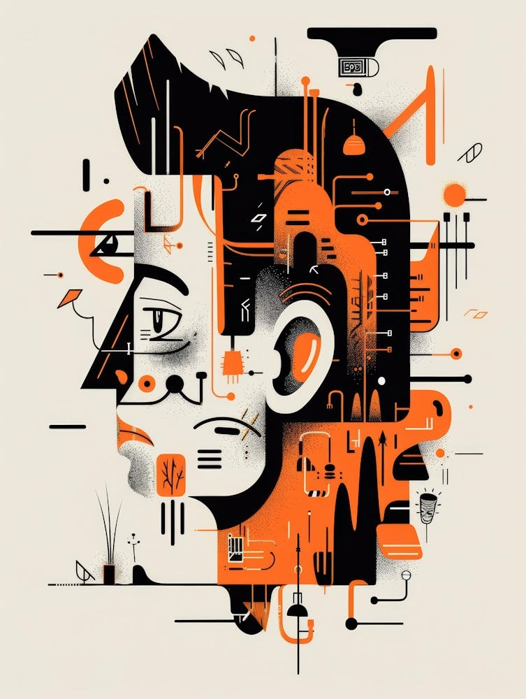 Illustration Abstraite d'une Tête d'Homme