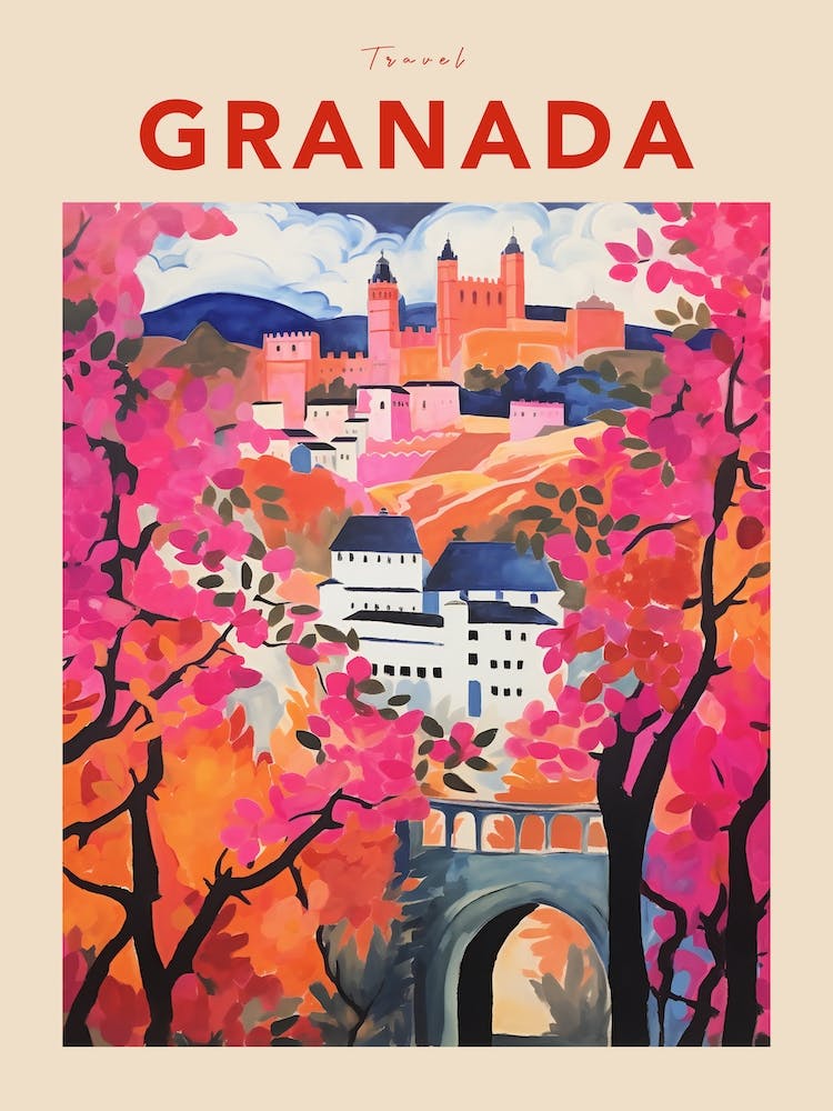 Granada Spain Fauvist Travel Poster
