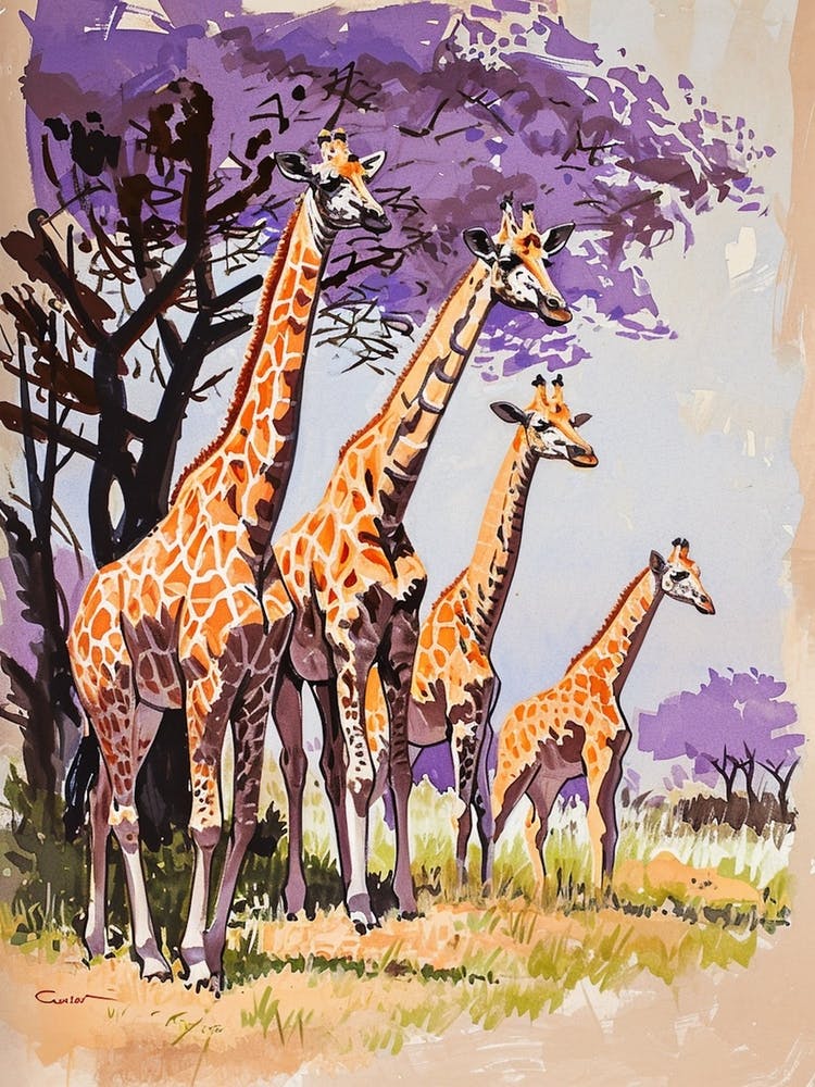 Herd Of Giraffe Cute Illustration  5