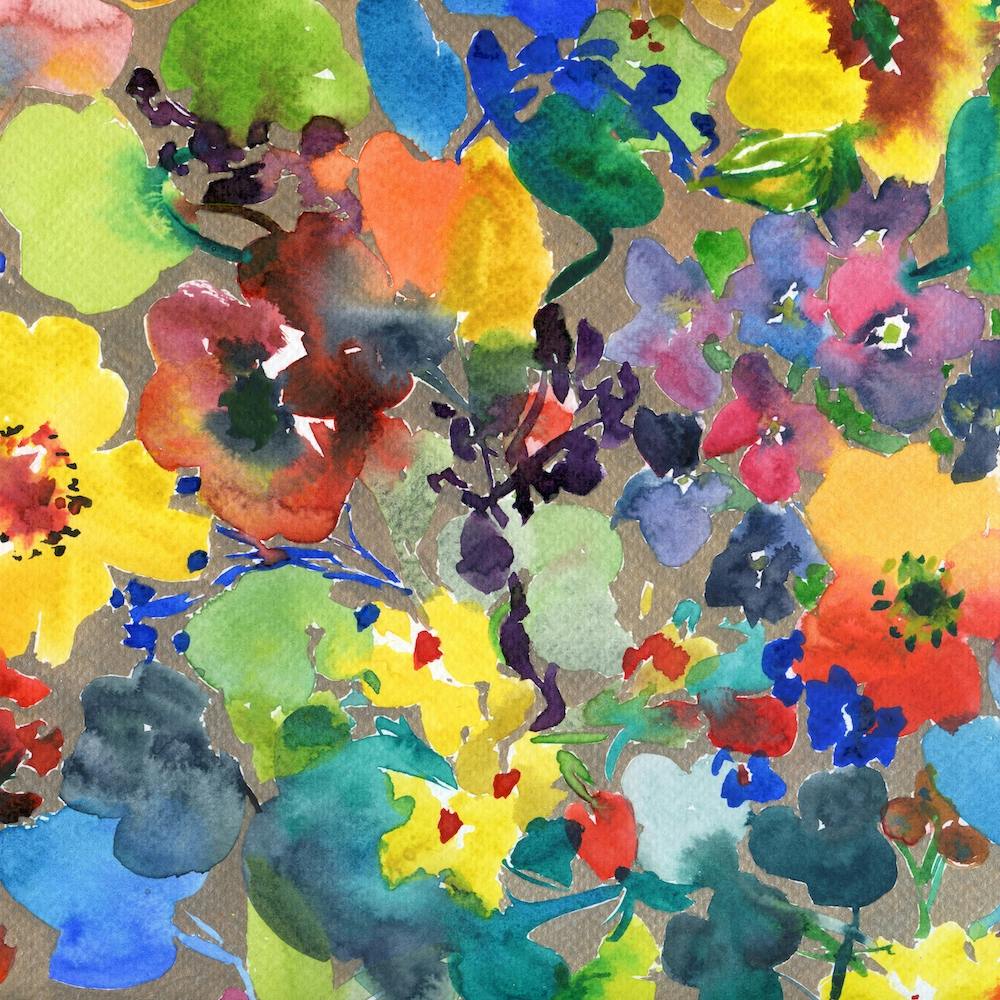 Watercolor Flowers with Gold