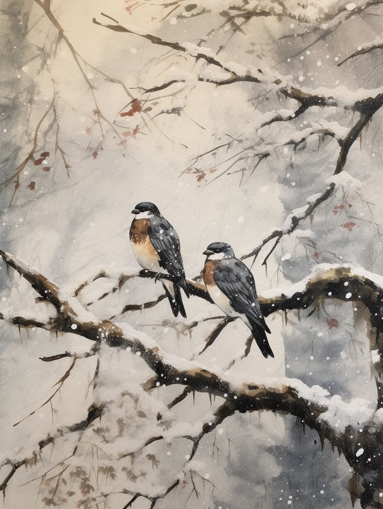Winter Aquarell Falke 2