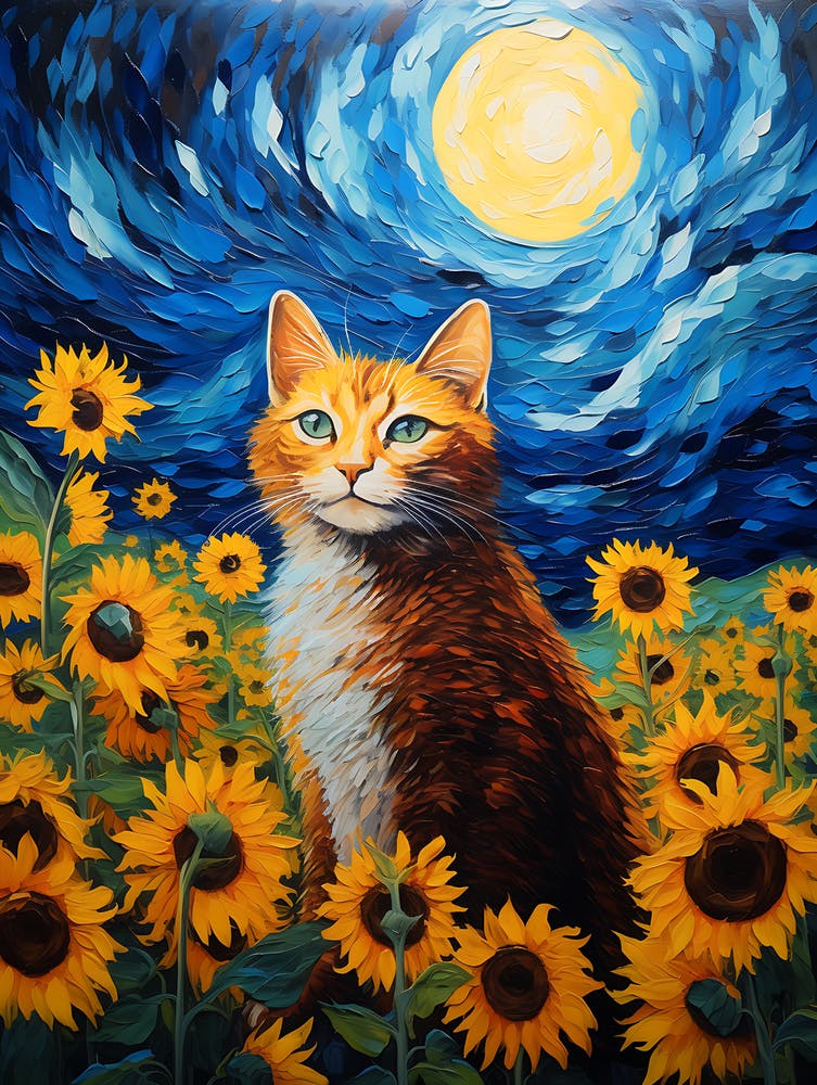 Cat In Sunflowers 6