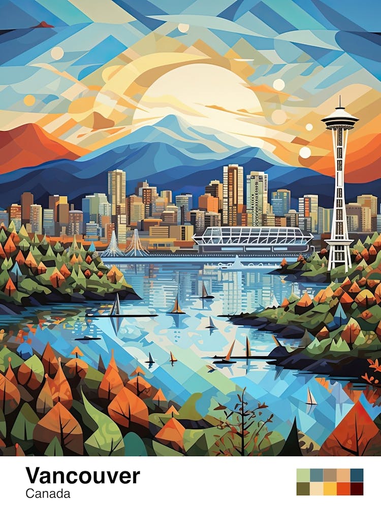 Vancouver, Canada, Geometric Illustration 4 Poster