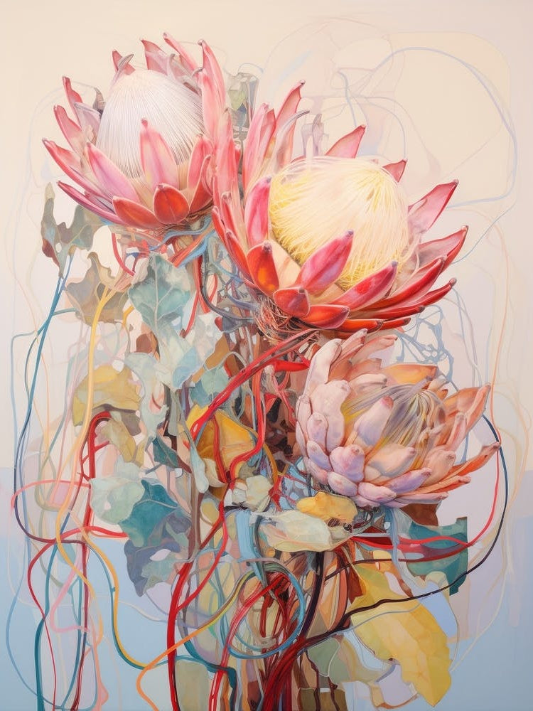 Abstract Flower Painting Protea 3