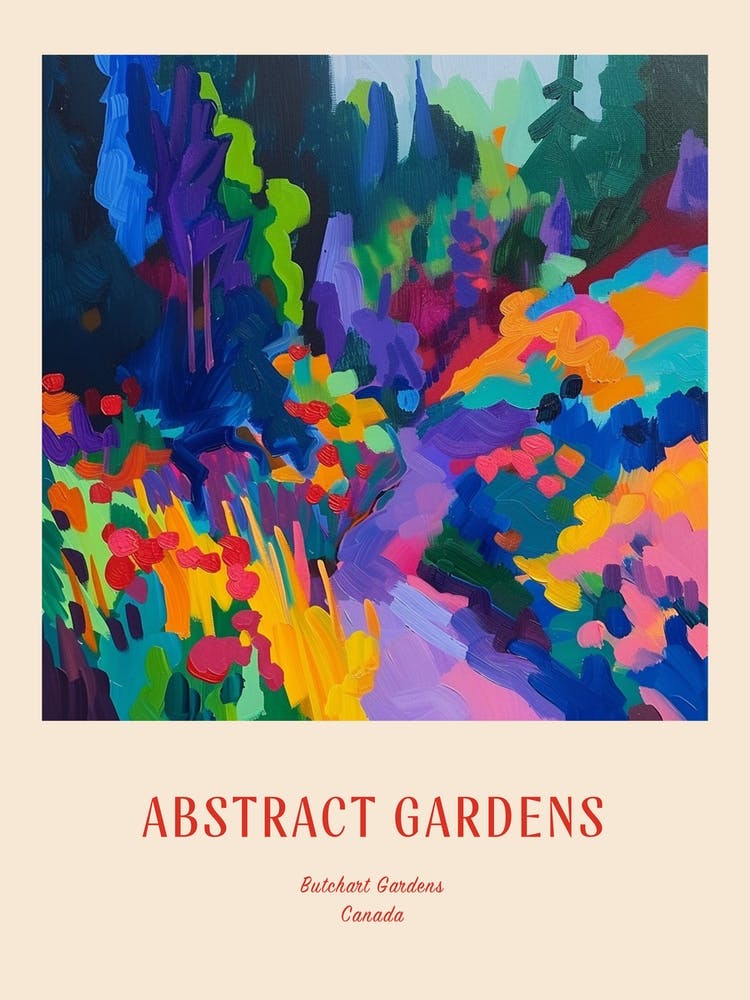 Colourful Gardens Butchart Gardens Canada 1 Red Poster