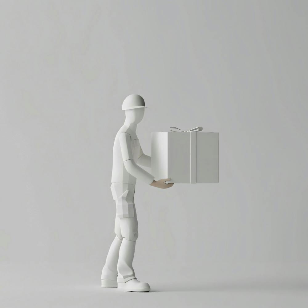 Construction Worker Carrying A Box