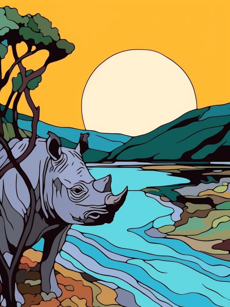 Simple Rhino Illustration Sunrise 5
