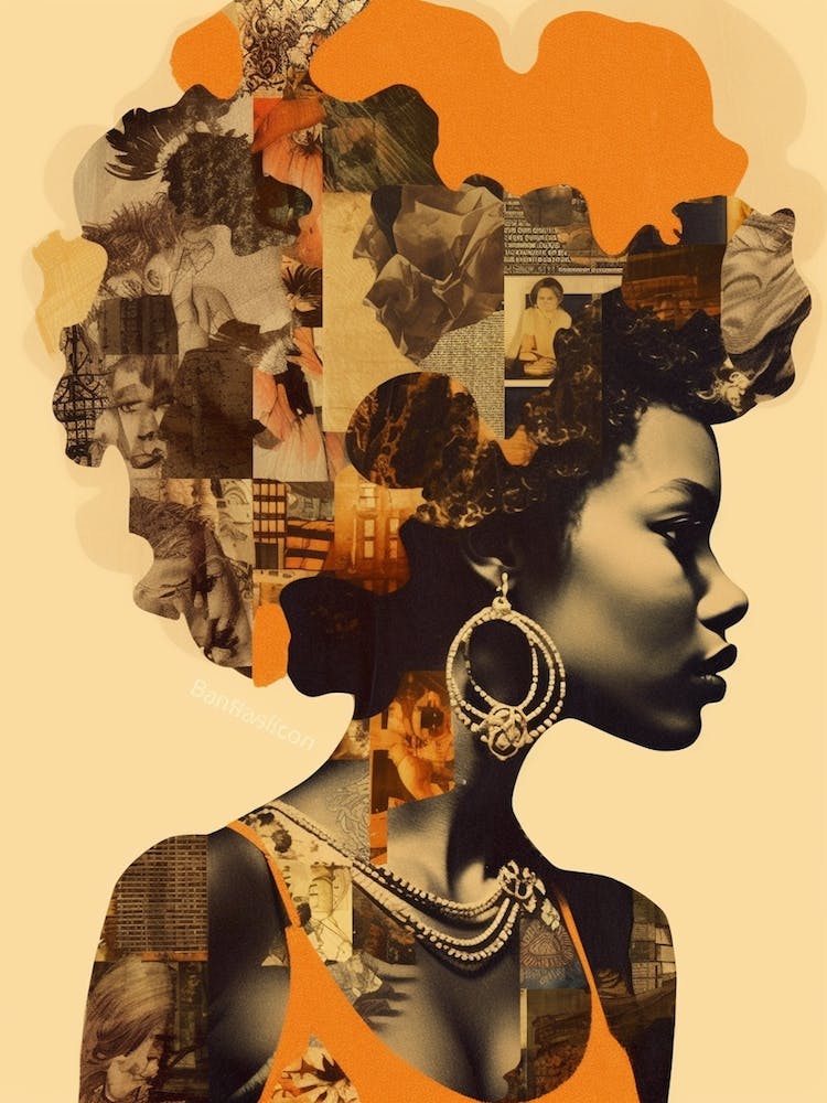 Afro Collage Portrait Retro