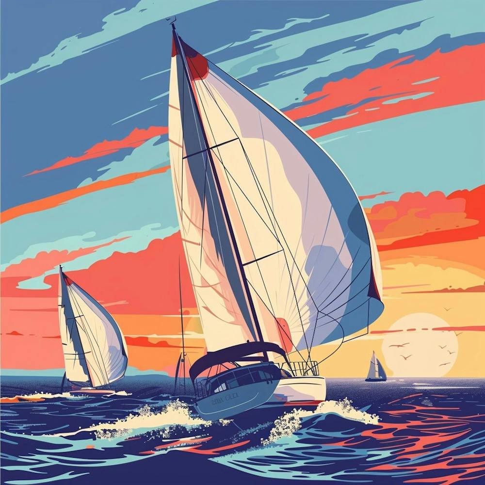 Sailboats At Sunset 1
