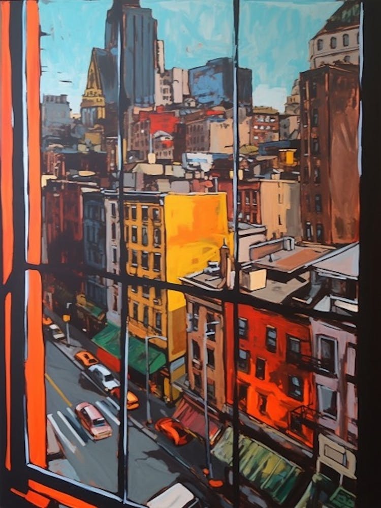 A Window View Of New York In The Style Of Pop Art 1