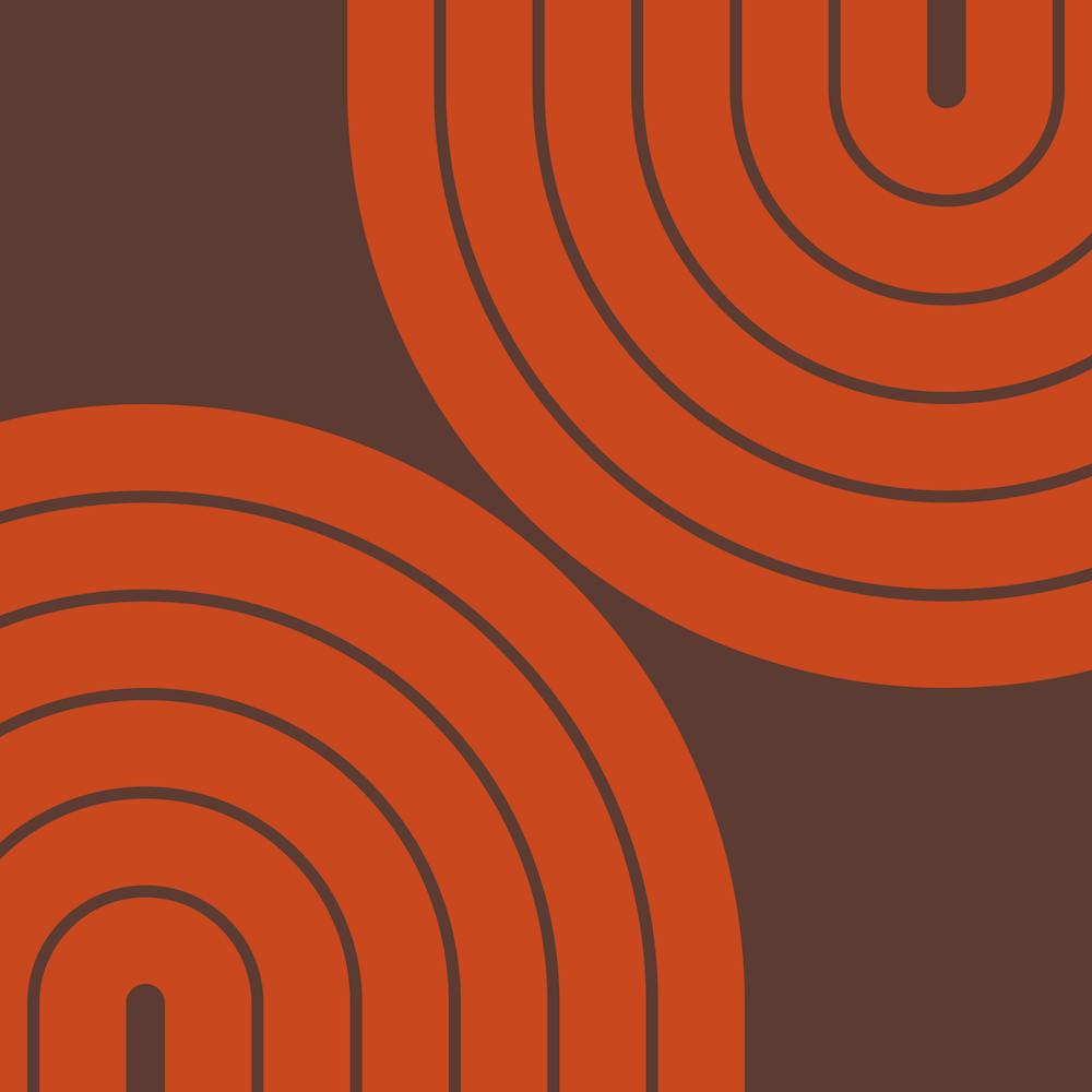 Midcentury Modern Geometrischer Regenbogen Iviii In Königsbraun Dunkel Pastellrot 02