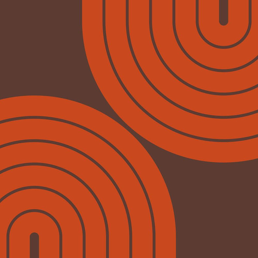 Midcentury Modern Geometric Rainbow Iviii In Royal Brown Dark Pastel Red 02