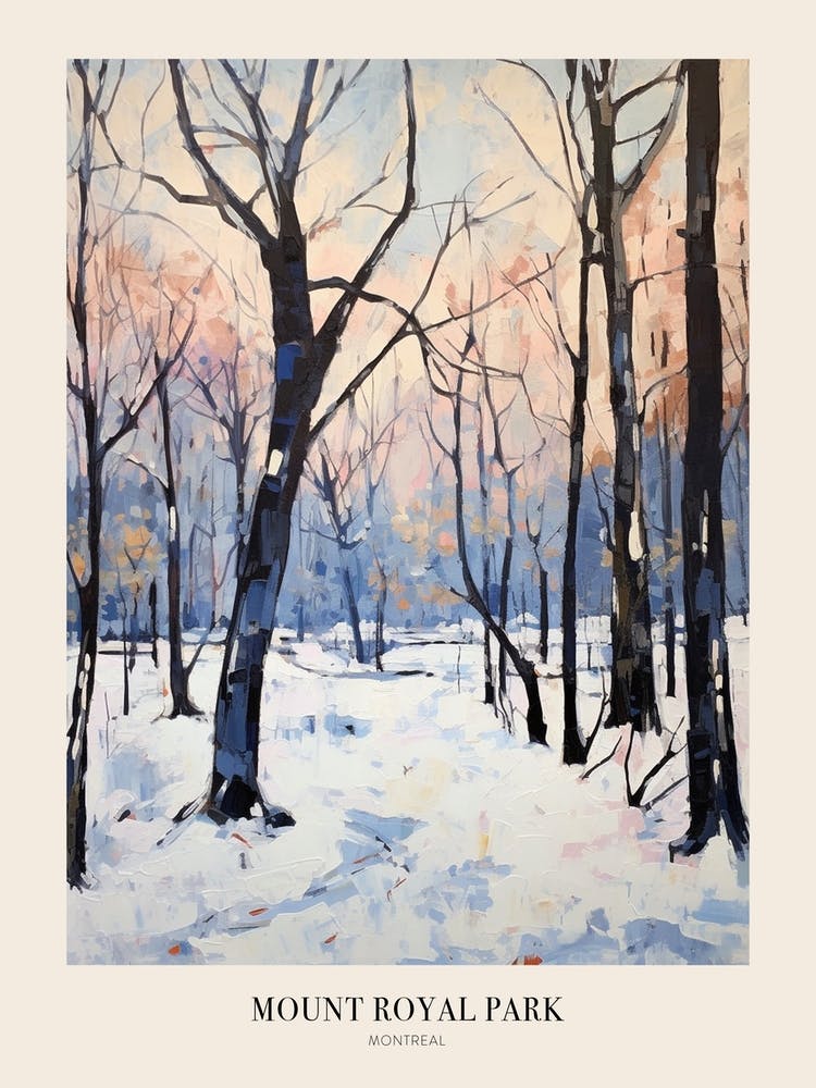 Winter City Park Poster Mount Royal Park Montreal Canada 2
