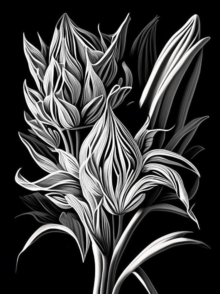 Tuberose Blatt Linolschnitt 2