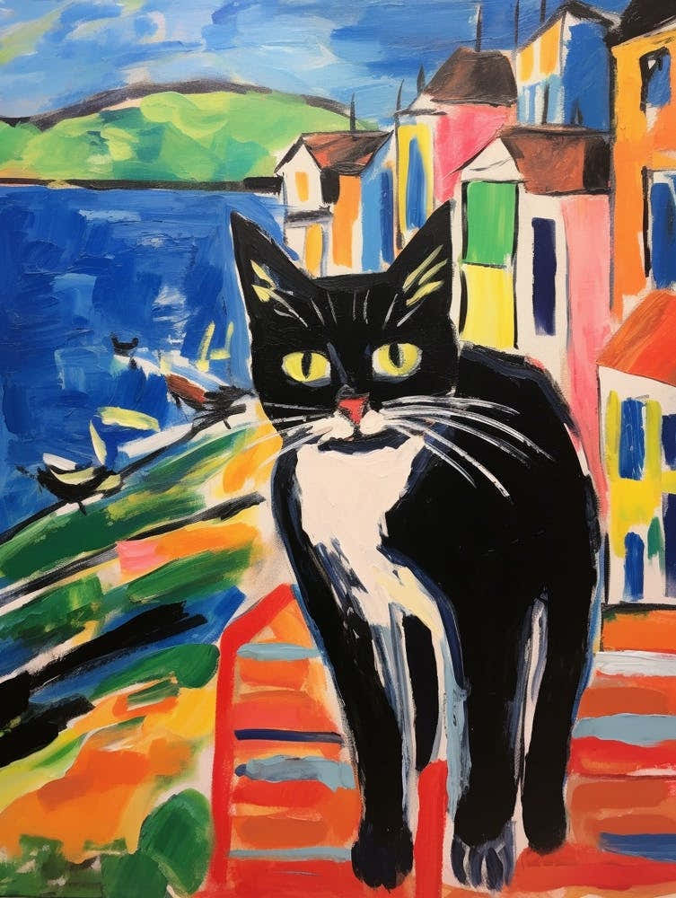 Painting Of A Cat In Santander Spain 1