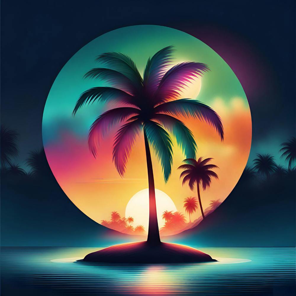 Tropical Sunset with palmtrees