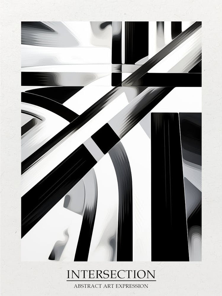 Intersection Abstract Black And White 1 Poster
