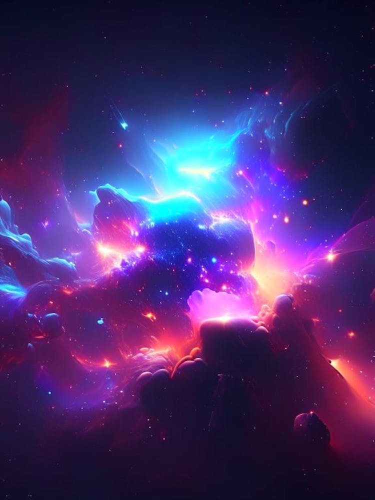 Galaxy Cluster Neon Nights Space