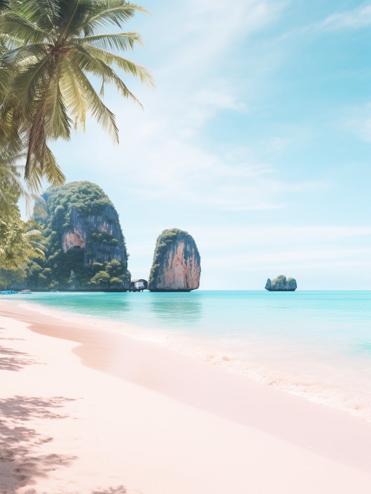 Phra Nang Beach Krabi Thailand Turquoise And Pink Tones 2