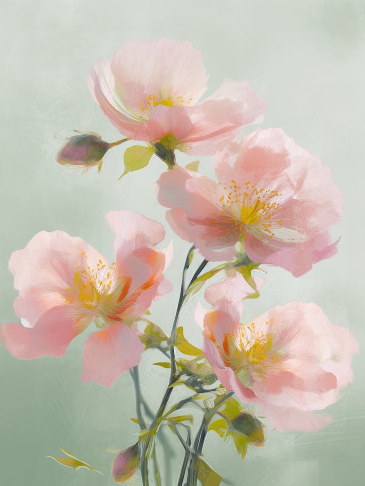 Apple Blossom Flowers Acrylic Pastel Colours 2