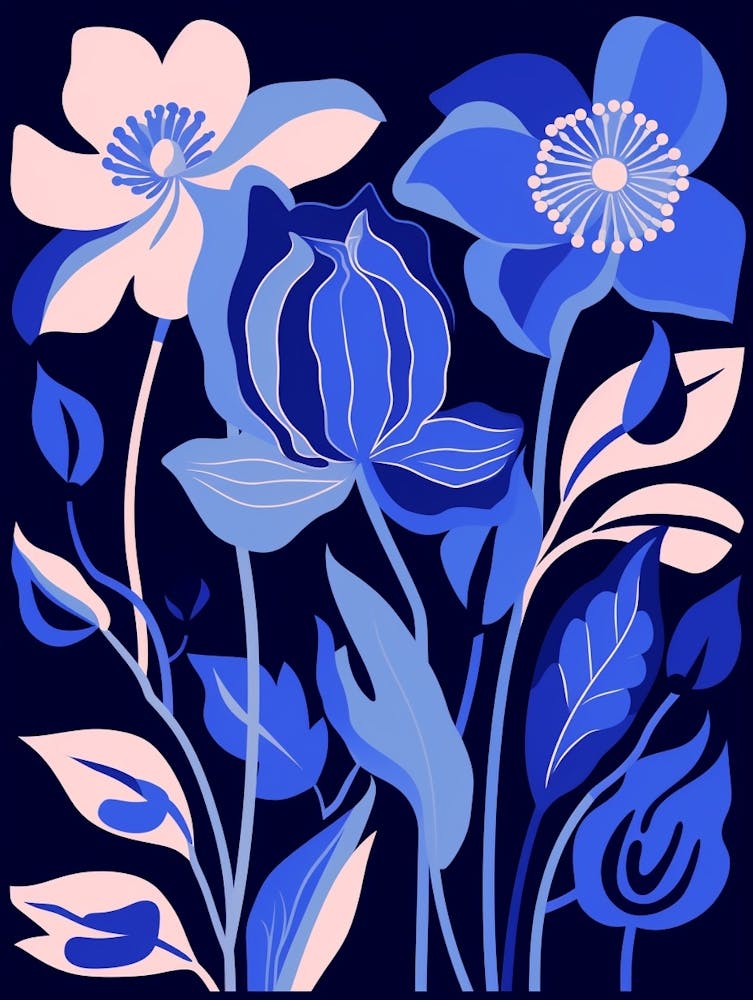 Blue Flower Illustration Hellebore 2
