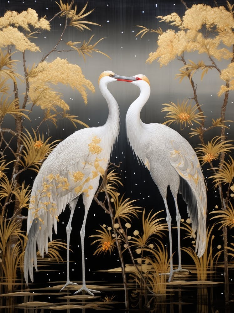 Two Cranes In Love