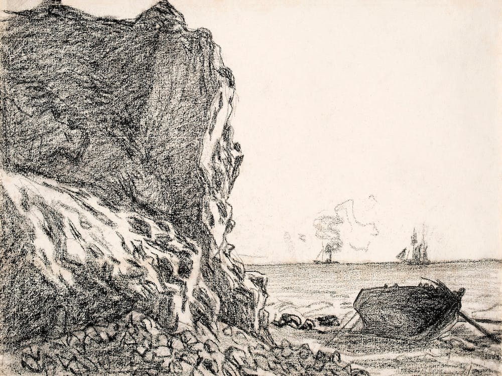 Cliffs And Sea, Sainte Adresse (1864), Claude Monet