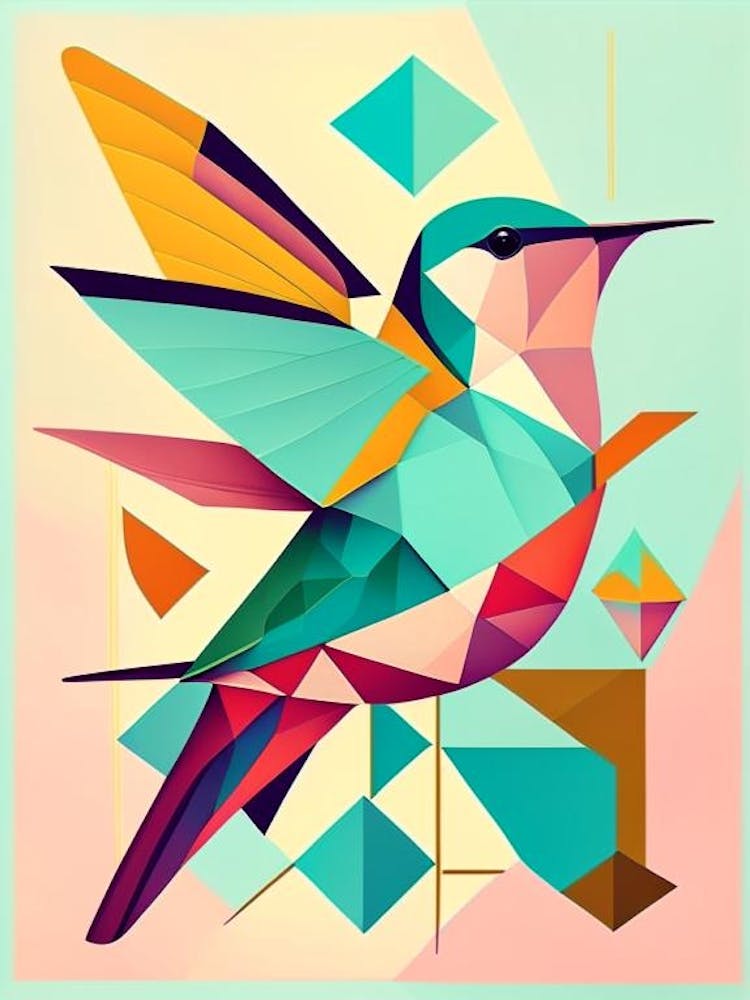 Hummingbird And Geometric Shapes Bold Graphic