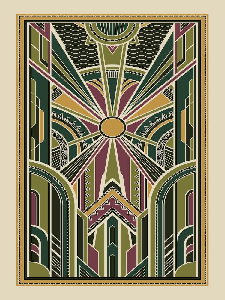 Art Deco Pattern 1 Greens