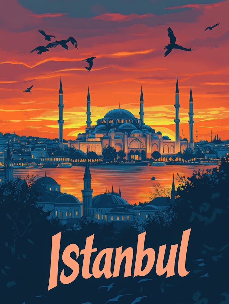 Aihrgdesign A Retro Travel Poster For Istanbul Featuring The 2