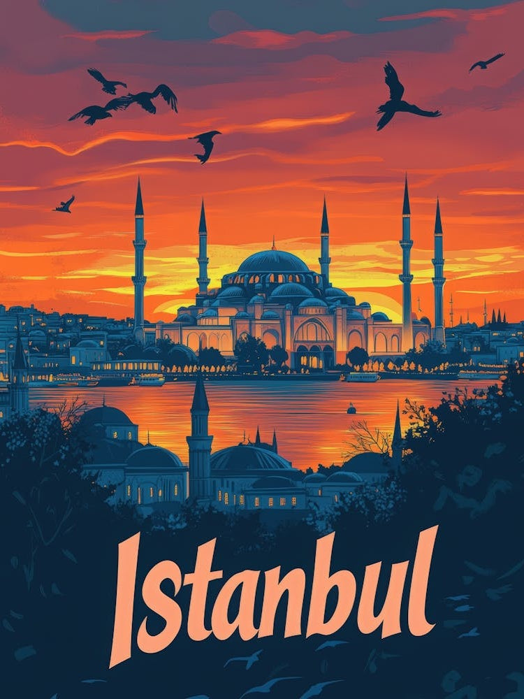 Aihrgdesign A Retro Travel Poster For Istanbul Featuring The 2