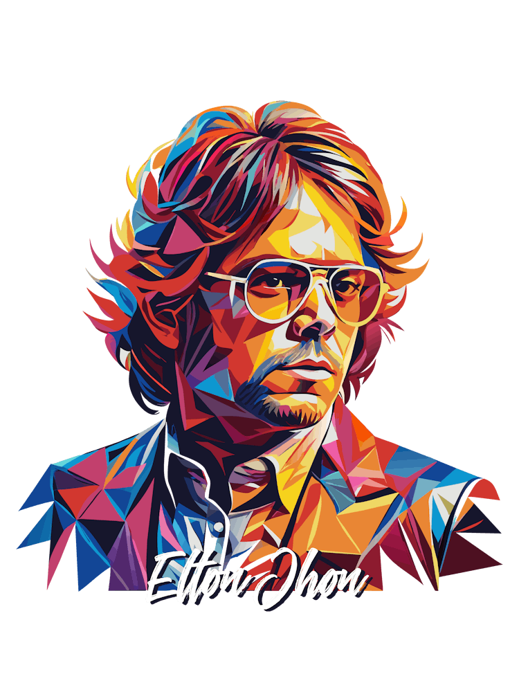 Elton Jhon 03 Portrait Music Icon Style WPAP Pop Art
