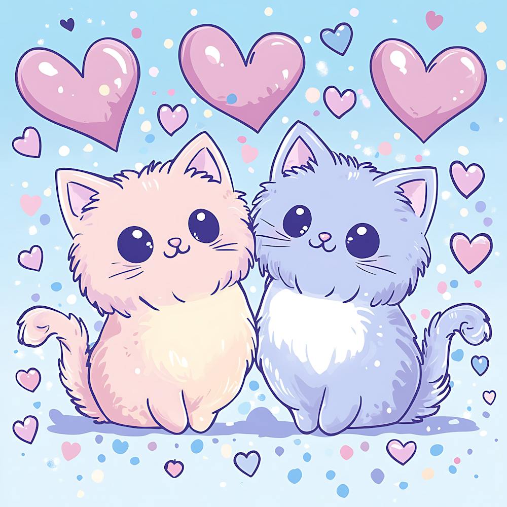 Cute Kittens Pastel Candy Hearts 2