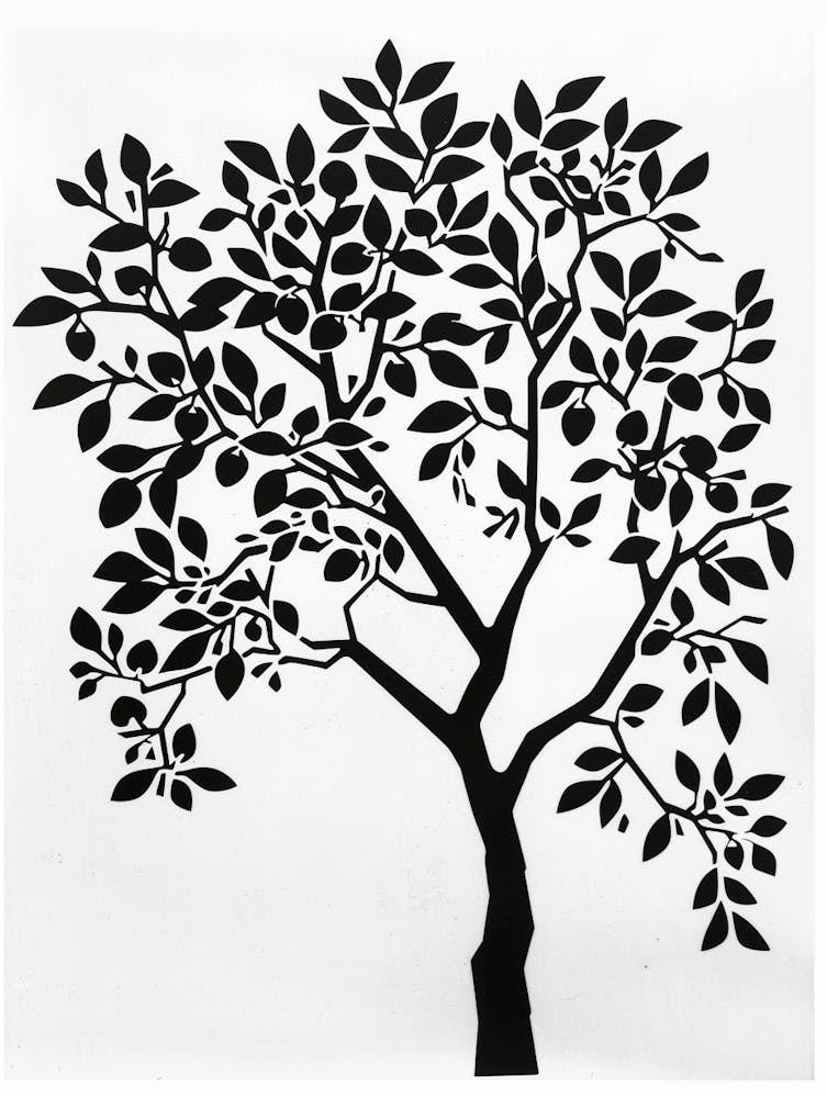 Plum Tree Simple Geometric Nature Stencil 2