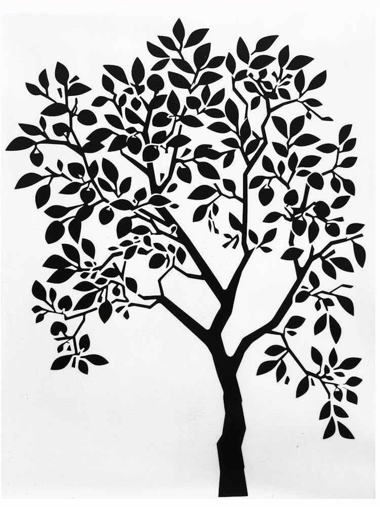 Plum Tree Simple Geometric Nature Stencil 2