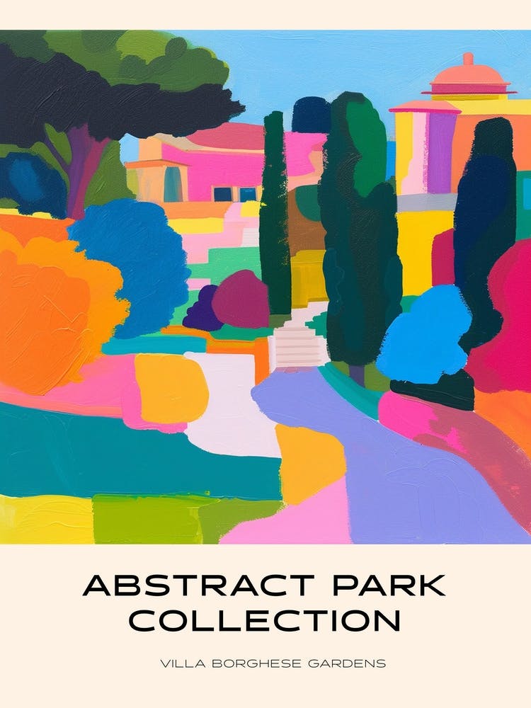 Abstract Park Collection Poster Villa Borghese Gardens Rome 2