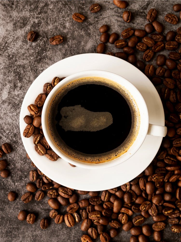 Coffee Cup With Coffee Beans - coffee vintage poster, coffee poster