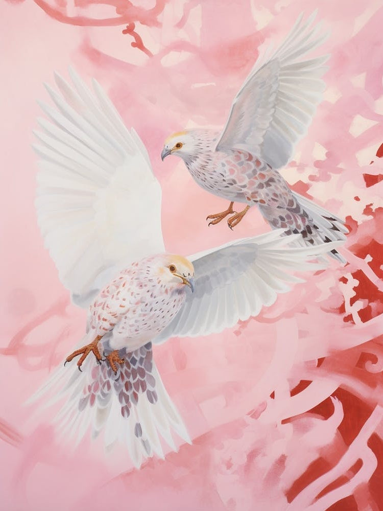 Pink Ethereal Bird Painting Cuckoo