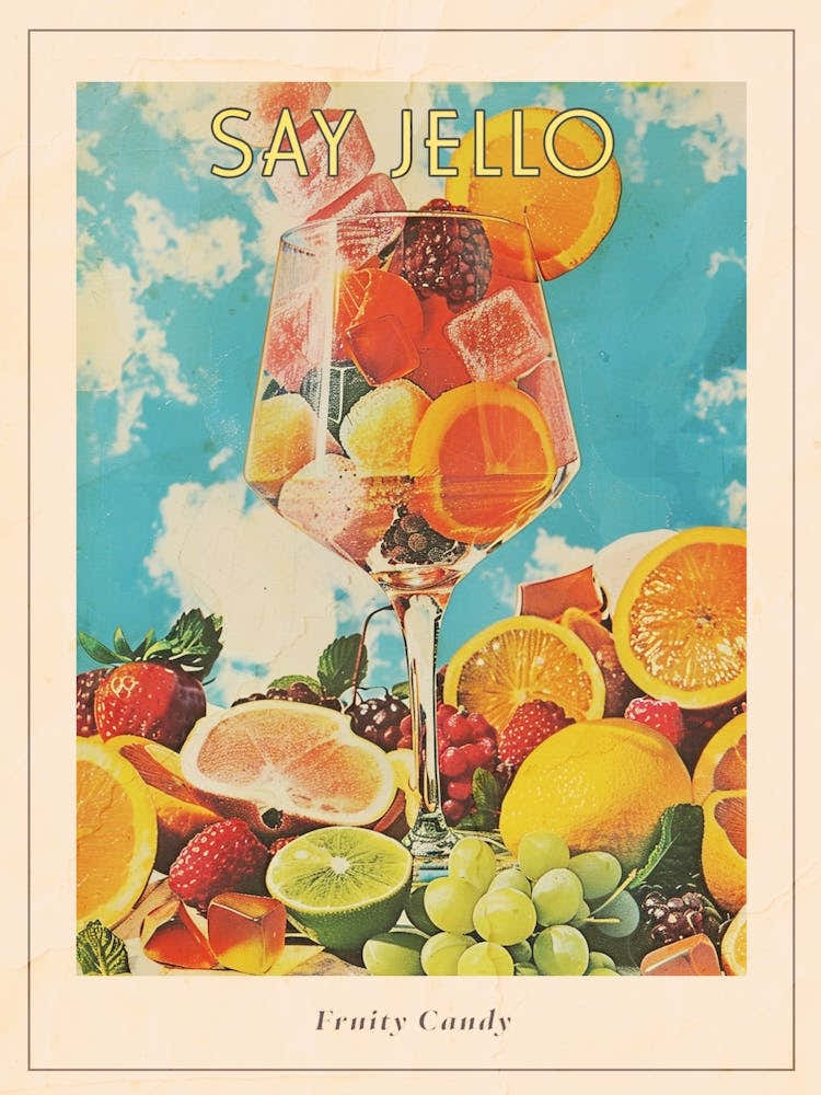 Fruity Jelly Candy Retro Collage 3 Poster