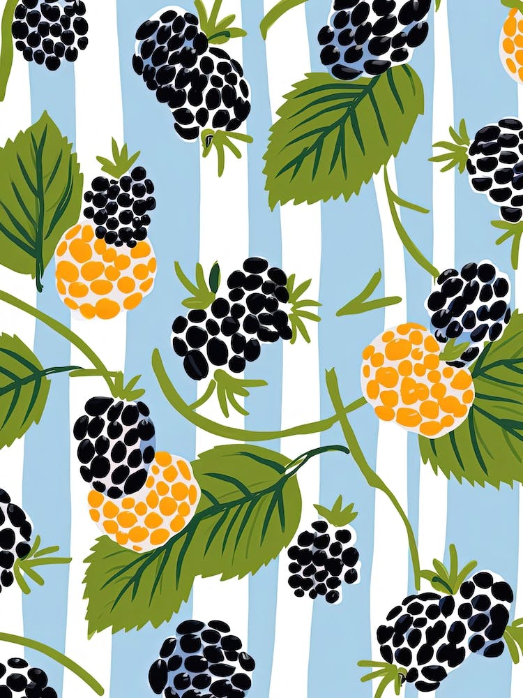 Mulberries Fruit Summer Illustration 1