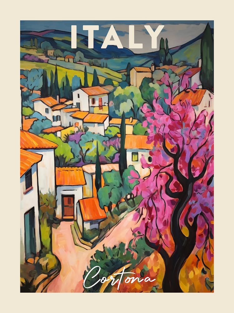 Cortona Italien 1 Fauvistisches Gemälde Reiseposter