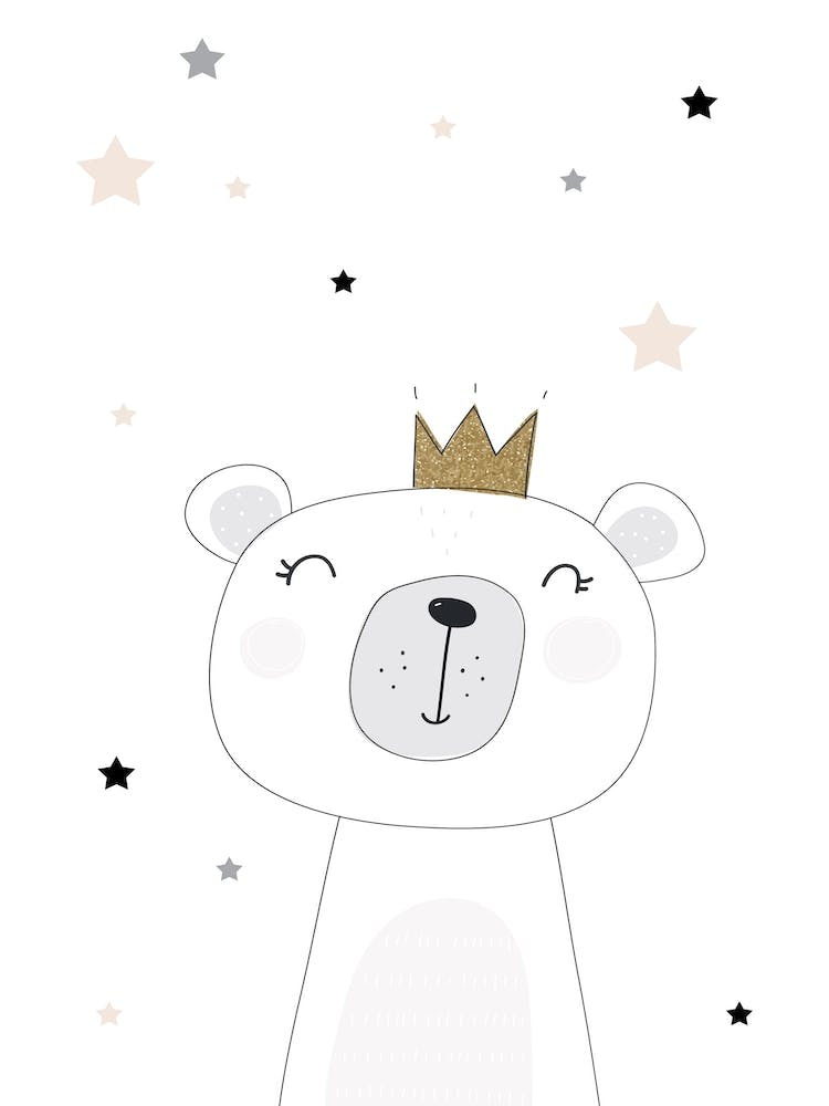 Scandi Cute Bear With Stars