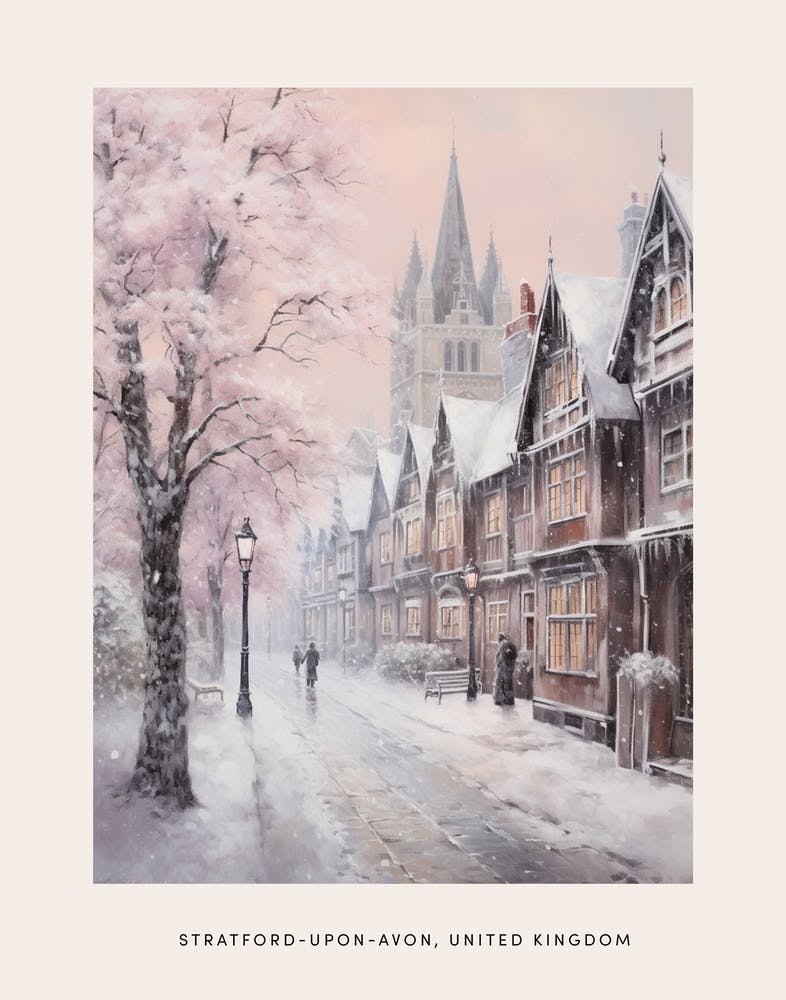 Dreamy Winter Painting Poster Stratford Upon Avon United Kingdom 3