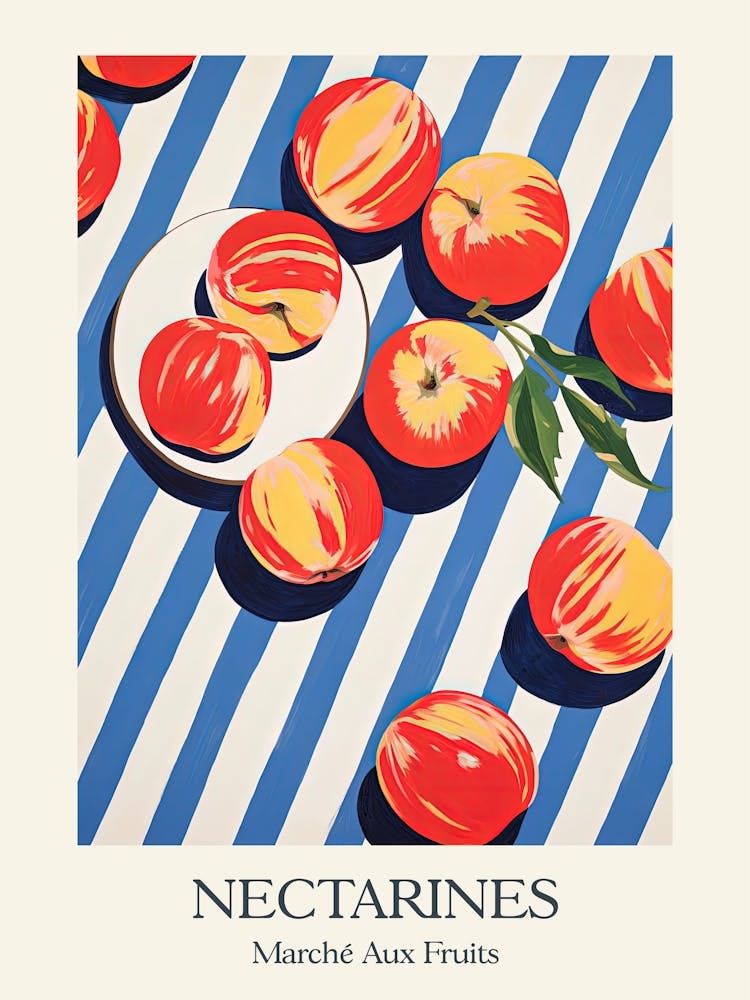 Marche Aux Fruits Nectarines Fruit Summer Illustration 1