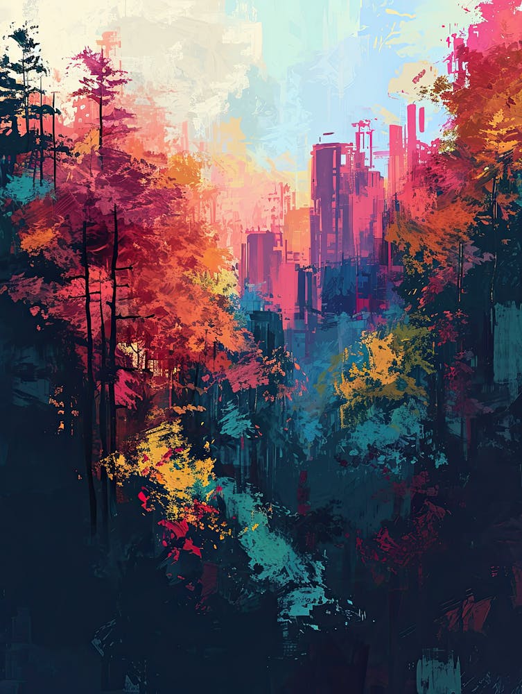 Abstract Cityscape | Pixel Minimalism Art Series 1