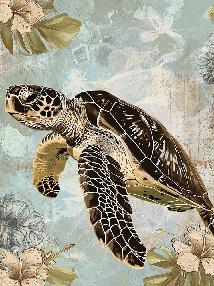 Floral Scrapbook Inspired Sea Turtle 3