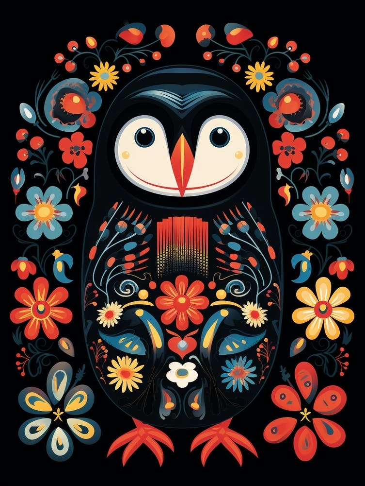 Folk Bird Illustration Penguin 4
