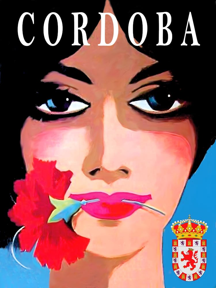 Cordoba, Spain, Woman With Flower in Her Mouth