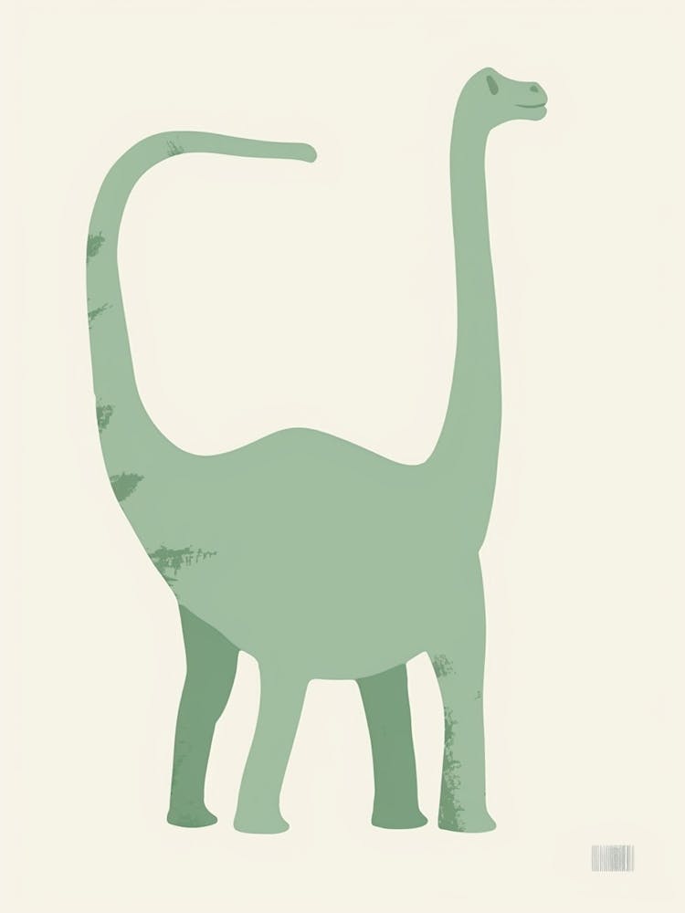 Pastel Mint Brachiosaurus Silhouette 3